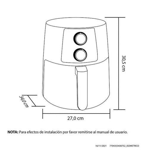 Freidora de Aire sin Aceite Haceb 3,5 L Negra