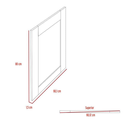 Espejo Perla, Rovere y Blanco, Ideal Para Espacios Reducidos