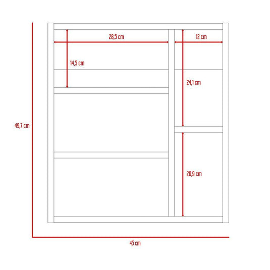 Gabinete de Baño Labell, Blanco, con Puerta Espejo y Entrepaños X2