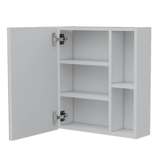 Gabinete de Baño Labell, Blanco, con Puerta Espejo y Entrepaños X2