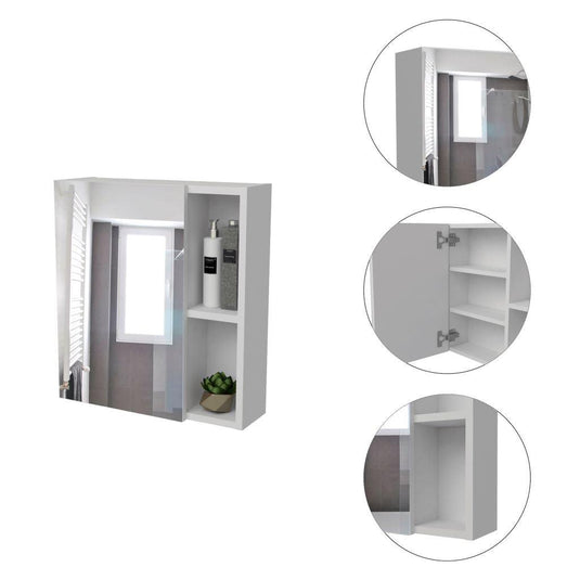 Gabinete de Baño Dakari, Blanco, con Puerta Espejo y Entrepaños X2 ZF