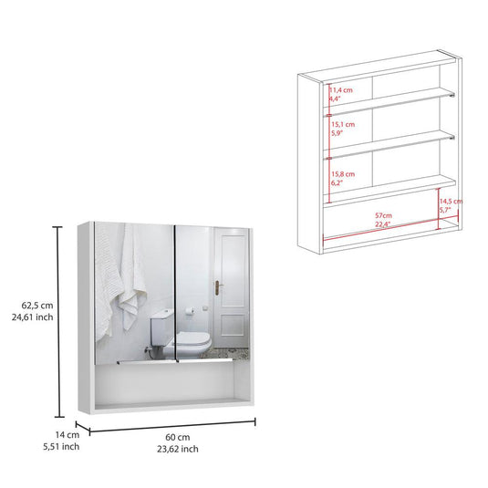 Gabinete de Baño Jaspe, Blanco, Incluye Espejo y Entrepaños Para Guardar Objetos de Aseo  ZF