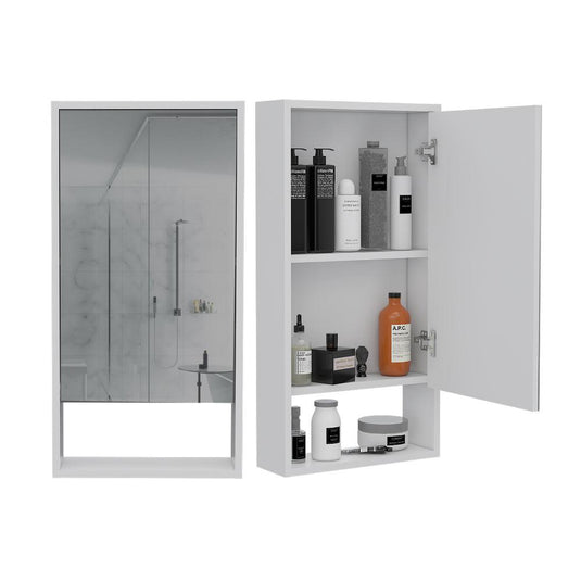 Gabinete de Baño Merín, Blanco, con Espejo y Tres Entrepaños ZF X2