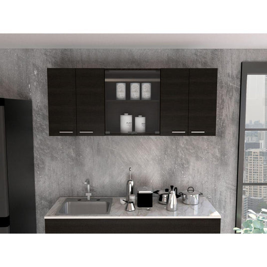 Mueble de Pared Superior con Puerta de Cristal, Wengue ZF