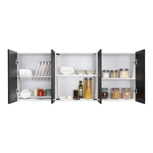 Gabinete Superior, Vidrio Blanco y Frentes Wengue