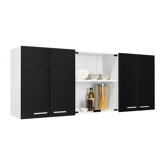 Gabinete Superior, Vidrio Blanco y Frentes Wengue