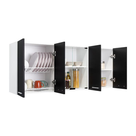 Gabinete Superior, Vidrio Blanco y Frentes Wengue
