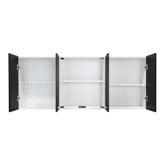 Gabinete Superior, Vidrio Blanco y Frentes Wengue