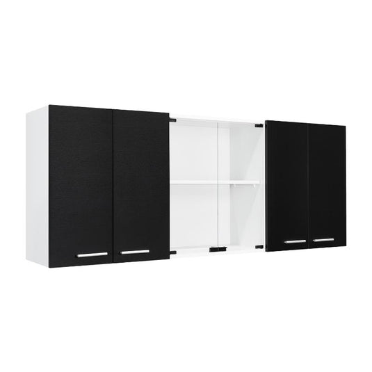 Gabinete Superior, Vidrio Blanco y Frentes Wengue