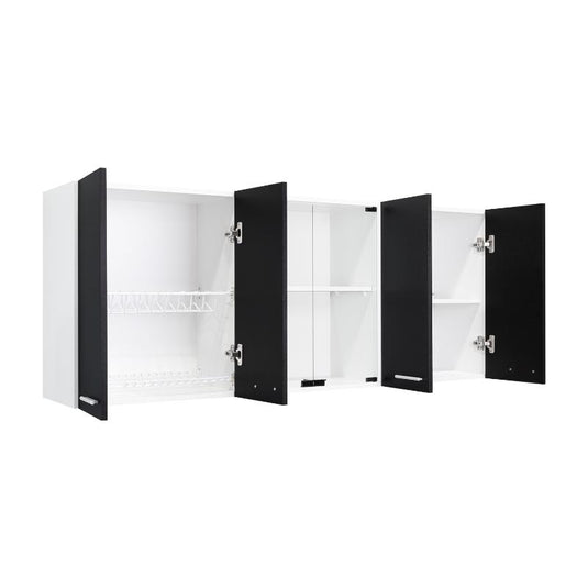 Gabinete Superior, Vidrio Blanco y Frentes Wengue