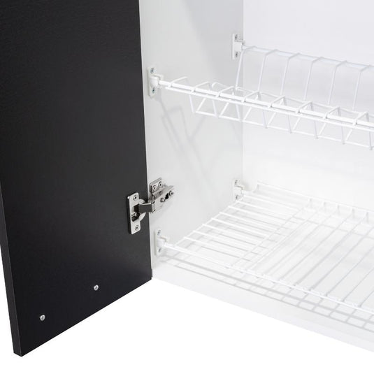 Gabinete Superior, Vidrio Blanco y Frentes Wengue
