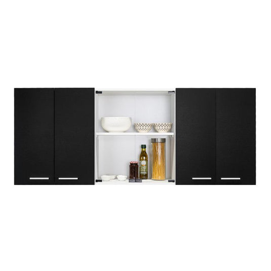 Gabinete Superior, Vidrio Blanco y Frentes Wengue