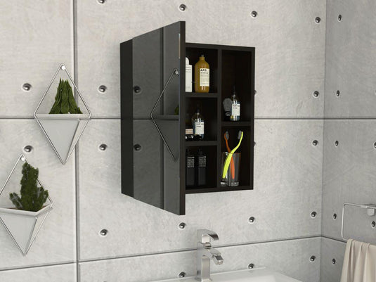 Gabinete de Baño Labell, Wengue, con Puerta Espejo y Entrepaños X2 ZF