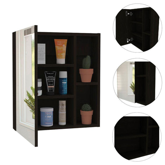 Gabinete de Baño Labell, Wengue, con Puerta Espejo y Entrepaños X2 ZF