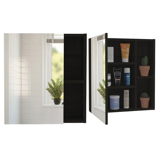 Gabinete de Baño Labell, Wengue, con Puerta Espejo y Entrepaños X2 ZF