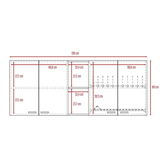 Gabinete Superior Portofino, Wengue, con cuatro puertas batientes ZF