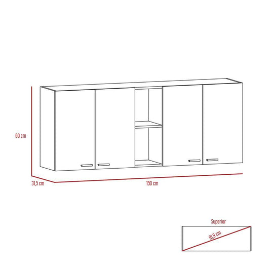 Gabinete Superior Portofino, Wengue, con cuatro puertas batientes ZF