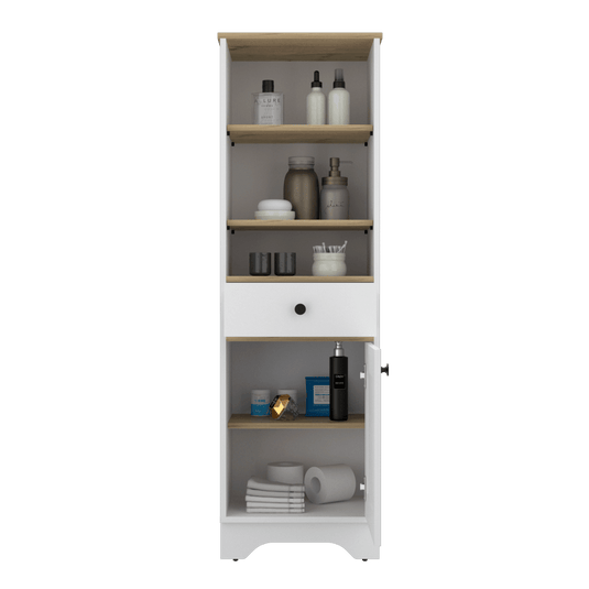 Mueble Optimizador 2 Bath, Duna y Blanco, con Variedad De Entrepaños