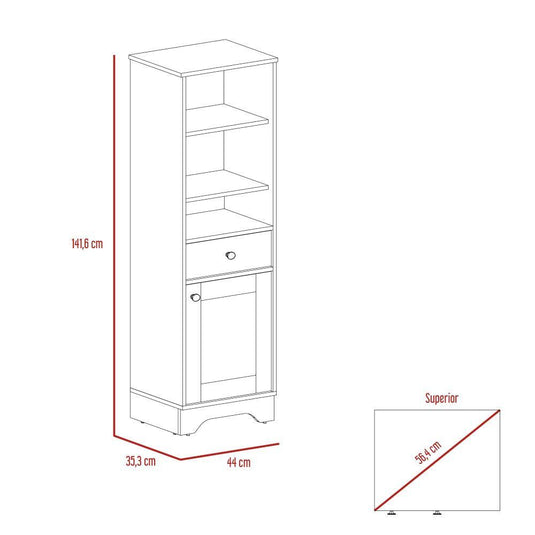 Mueble Optimizador 2 Bath, Duna y Blanco, con Variedad De Entrepaños