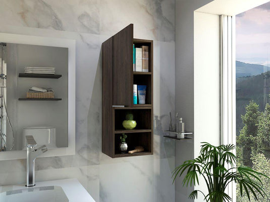 Gabinete de Baño Jules, Coñac, con Una Puerta y Cuatro Entrepaños ZF