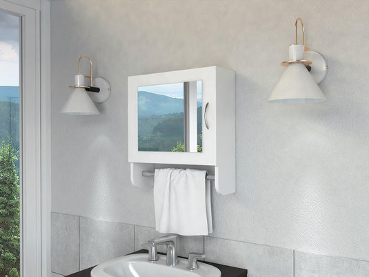 Gabinete de Baño Umbra, Blanco, con una puerta y barra