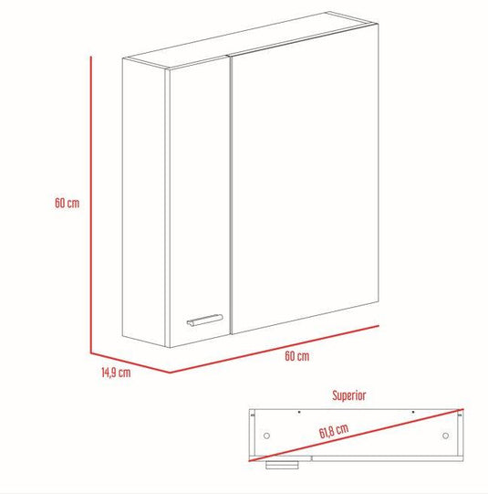 Gabinete de Baño Sines, Duna, con Puerta Espejo y Dos Entrepaños