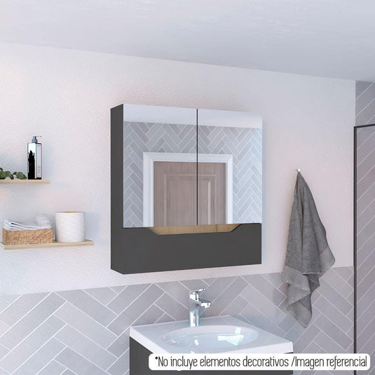 Mueble de Pared para Baño Laurent, Plomo y Duna, con Espejo