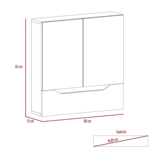 Mueble de Pared para Baño Laurent, Plomo y Duna, con Espejo