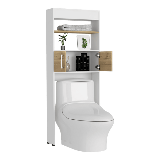 Gabinete de Baño Bi Color, Blanco y Duna, con Dos Puertas Para Su Almacenamiento