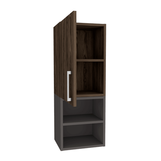 Gabinete de Baño Oporto, Chocolate y Plata Oscuro, con Espacio Para Guardar Objetos de Aseo Personal X2