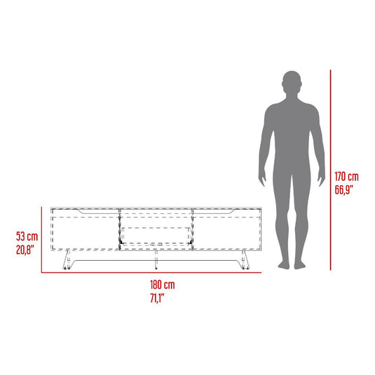 Mesa Para Tv Toulo, Blanco y Freno, con espacio para TV de 80"