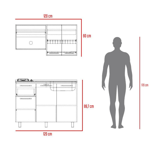 Cocina Integral Piret, Blanco Duqueza y Milan, Incluye Mesón Derecho Socoda