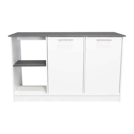 Isla de Cocina Samara, Blanco y Onix, con Tres Entrepaños