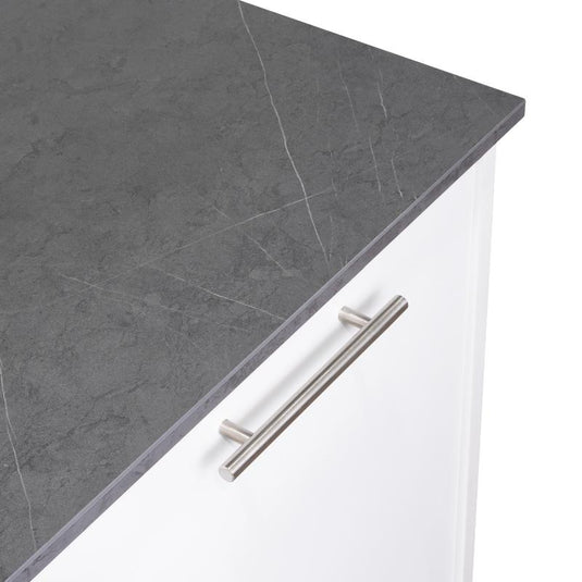 Isla de Cocina Samara, Blanco y Onix, con Tres Entrepaños