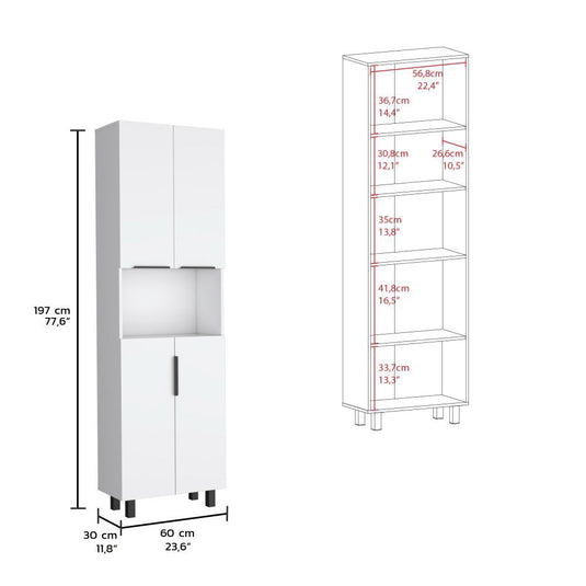 Alacena Multiusos Oshawa, Blanco, patas y manijas de acero