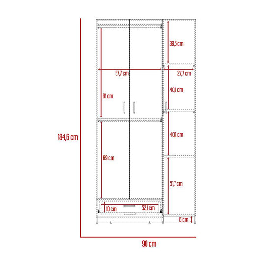 Closet América, Blanco, con Dos Cajones y Variedad de Entrepaños