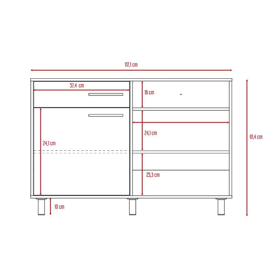 Mueble Multiusos Kaia, Wengue y Miel, Con Una Puerta Batiente y Múltiples Entrepaños Vm