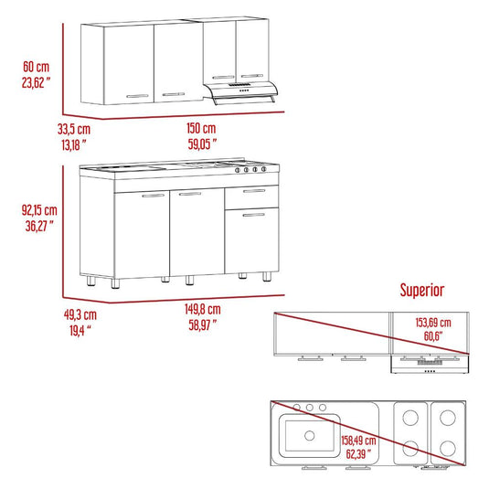 Cocina Integral 150Cm Bazagli Fresno Europe