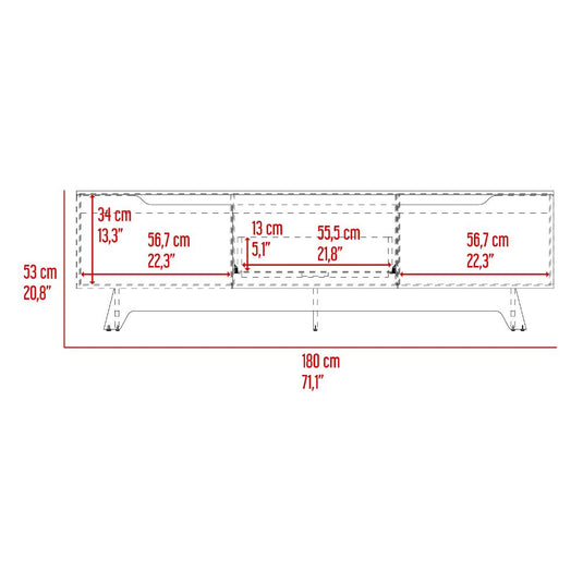 Mesa Para Tv Toulo, Wengue y Freno, con espacio para TV de 80''