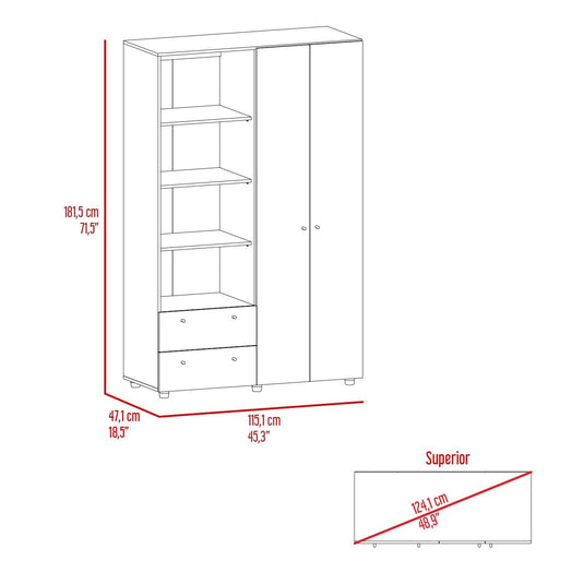 Combo para Habitación Jules, Incluye Armario - Rack para TV y 2 Repisas