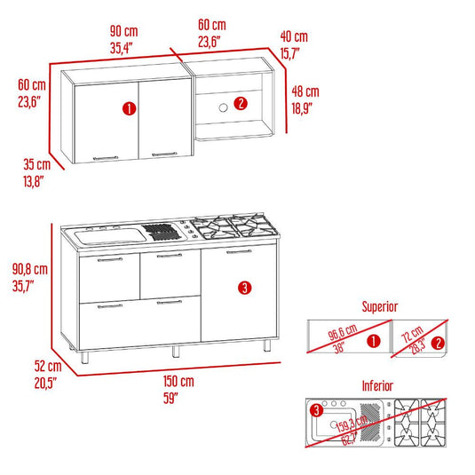 Combo de Cocina Sanpul, Incluye Cocina Integral y Nevera