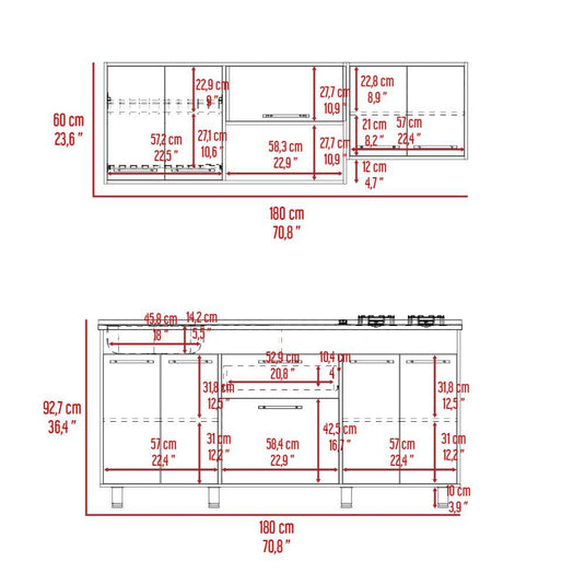 Cocina Integral Wester, Café Claro y Blanco, Incluye Mesón Izquierdo en Acero