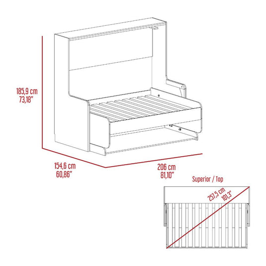 Cama Escritorio Multifuncional Kent, Macadamia y Plata Oscuro, diseñado para ahorra espacio