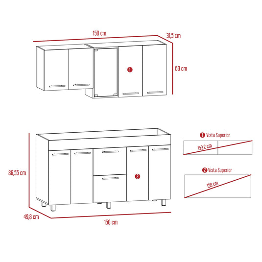 Combo Para Cocina Almería, Incluye Cocina Integral y Arrimo