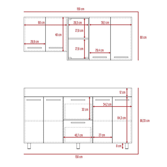 Combo Para Cocina Almería, Incluye Cocina Integral y Arrimo