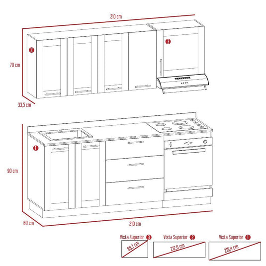 Combo Para Cocina Solna, Incluye Cocina Integral Con Meson Izquierdo Y Isla de Cocina