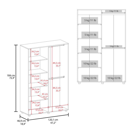 Closet Eco, Blanco, Pequeño con amplios espacios para guardar ropa ZF