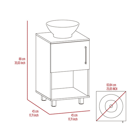 Mueble Lavamanos Gouda,Wengue, con Puerta Abatible e Incluye Lavamanos.