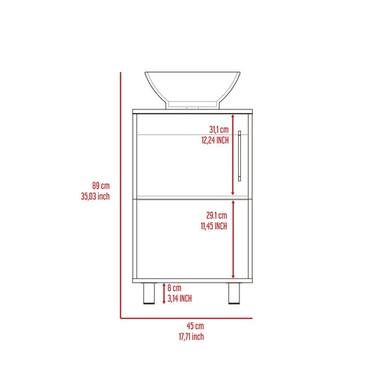 Mueble Lavamanos Gouda,Wengue, con Puerta Abatible e Incluye Lavamanos.