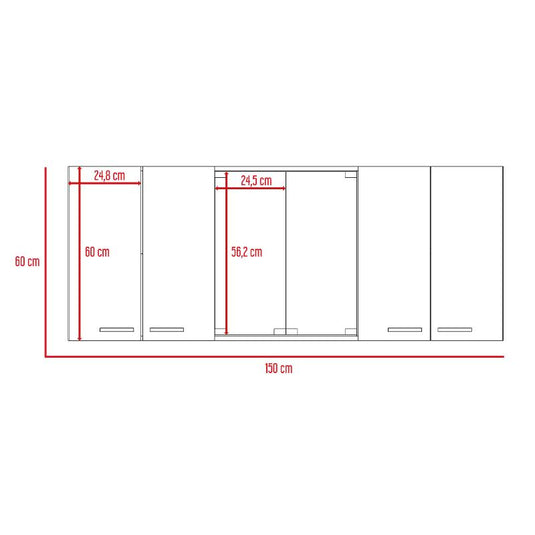 Gabinete Superior, Vidrio Blanco y Frentes Wengue